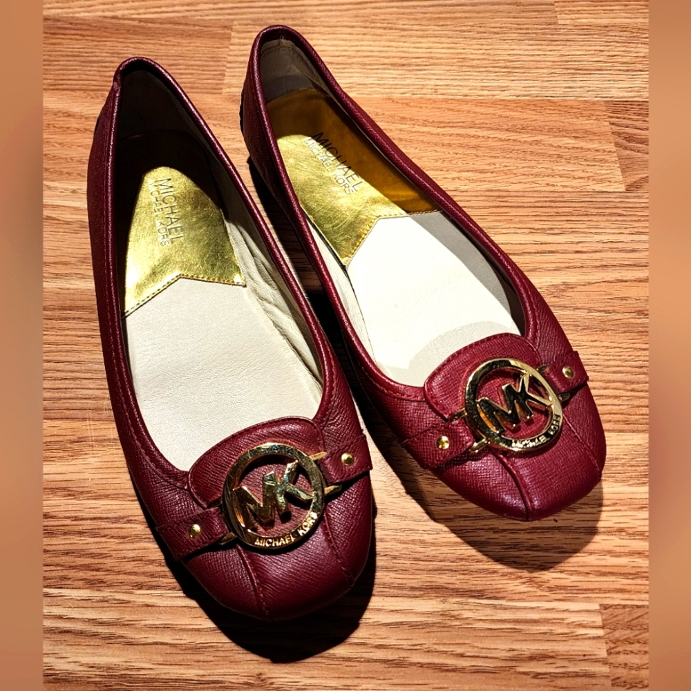 Michael Kors Maroon Leather Flats, size 7.5 M, good condition